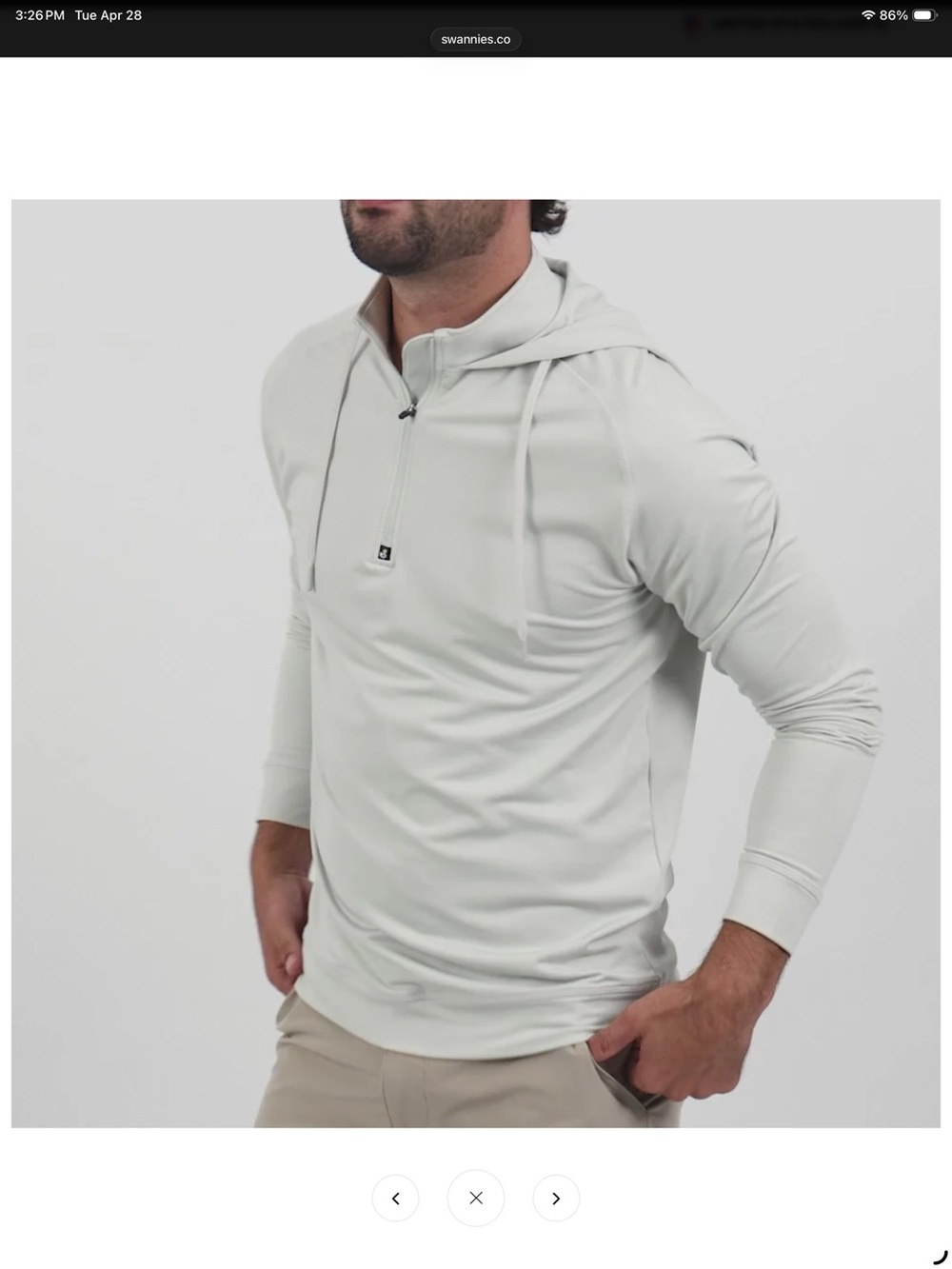 Men's Lightweight Hooded Long-Sleeve Shirt in Light Gray